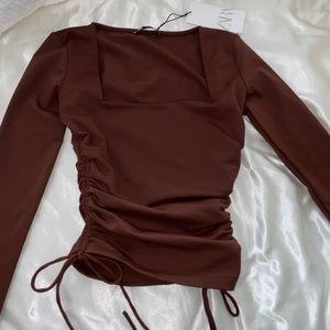 Maroon Zara ribbed top